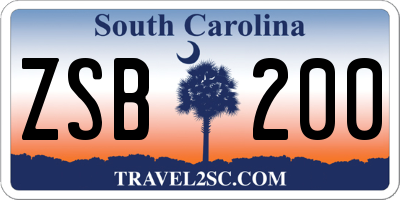 SC license plate ZSB200
