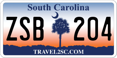 SC license plate ZSB204
