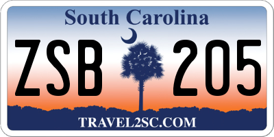 SC license plate ZSB205