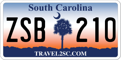 SC license plate ZSB210