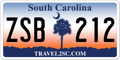SC license plate ZSB212