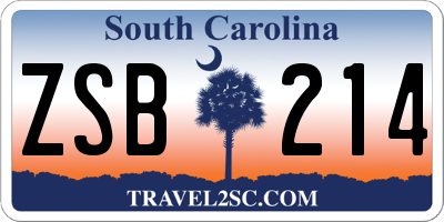 SC license plate ZSB214