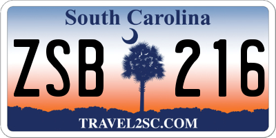 SC license plate ZSB216