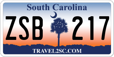 SC license plate ZSB217