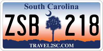 SC license plate ZSB218