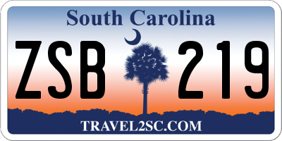 SC license plate ZSB219