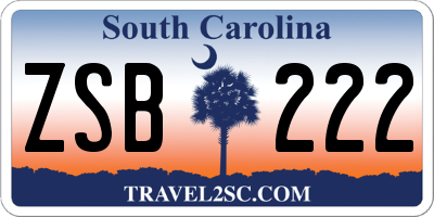 SC license plate ZSB222