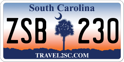 SC license plate ZSB230