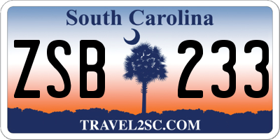 SC license plate ZSB233