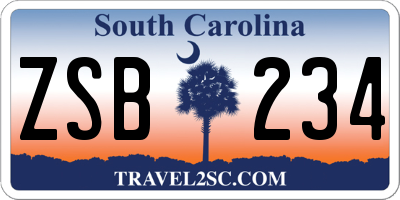 SC license plate ZSB234