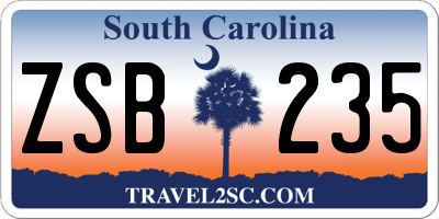 SC license plate ZSB235