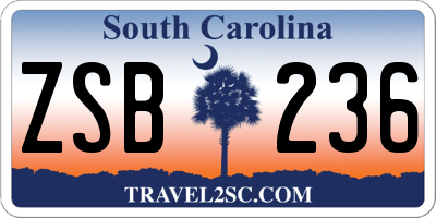 SC license plate ZSB236
