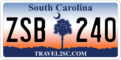 SC license plate ZSB240