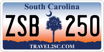 SC license plate ZSB250