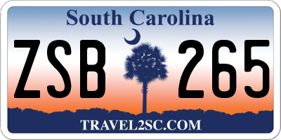 SC license plate ZSB265