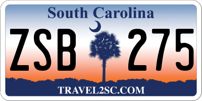 SC license plate ZSB275