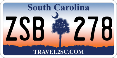 SC license plate ZSB278