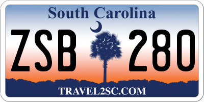 SC license plate ZSB280