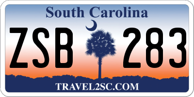 SC license plate ZSB283