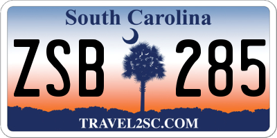 SC license plate ZSB285