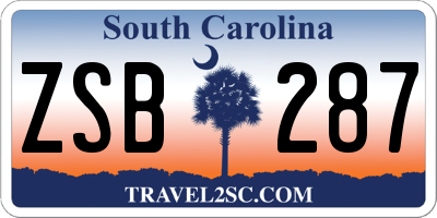 SC license plate ZSB287