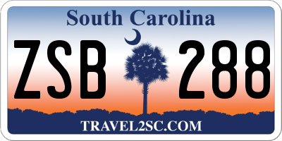 SC license plate ZSB288