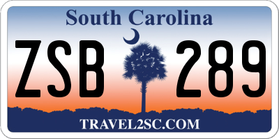 SC license plate ZSB289