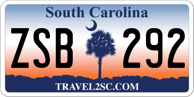 SC license plate ZSB292