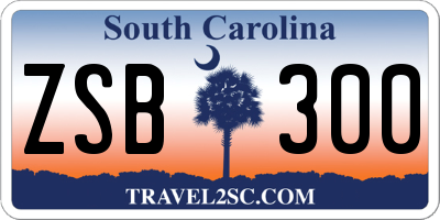 SC license plate ZSB300