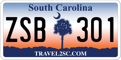 SC license plate ZSB301