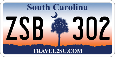 SC license plate ZSB302