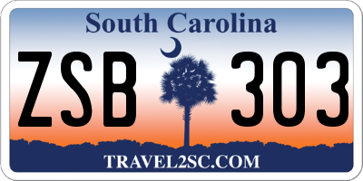SC license plate ZSB303