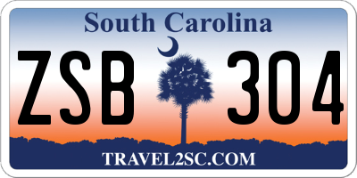 SC license plate ZSB304