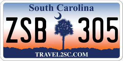 SC license plate ZSB305