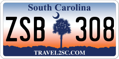 SC license plate ZSB308