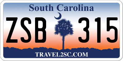 SC license plate ZSB315