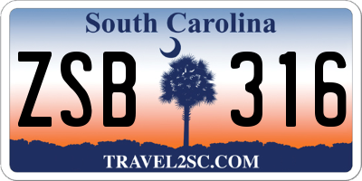 SC license plate ZSB316