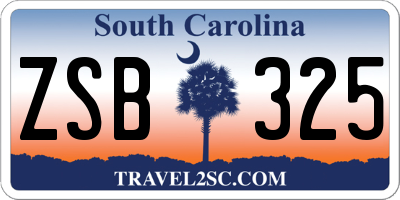 SC license plate ZSB325