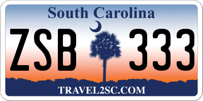 SC license plate ZSB333