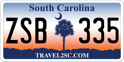 SC license plate ZSB335
