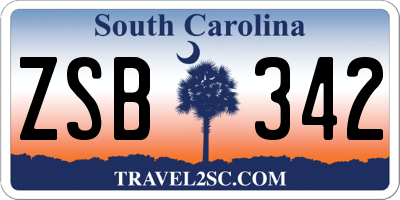 SC license plate ZSB342