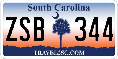 SC license plate ZSB344