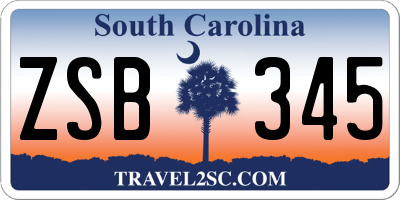 SC license plate ZSB345