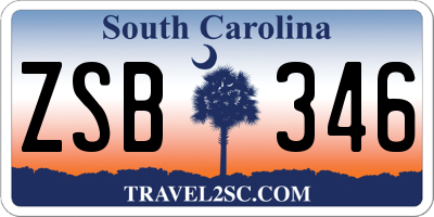 SC license plate ZSB346