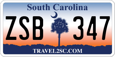SC license plate ZSB347