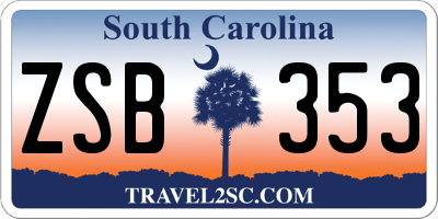 SC license plate ZSB353