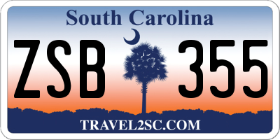 SC license plate ZSB355