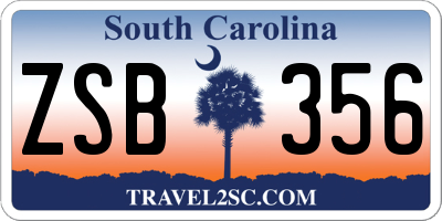 SC license plate ZSB356