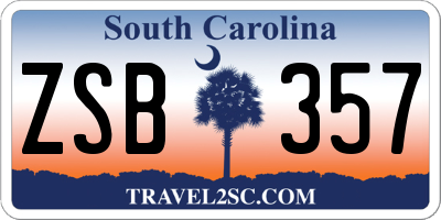 SC license plate ZSB357