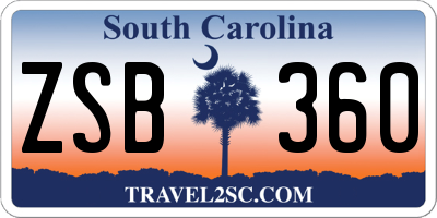 SC license plate ZSB360
